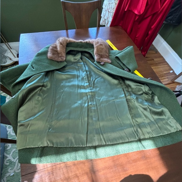Vintage forstman frizelda MCM retro boucle fern green coat S - Picture 16 of 16
